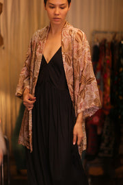 SHORT SILK EMBROIDERED KIMONO LINDA