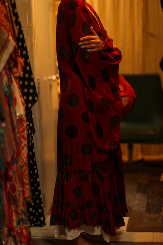 PINA SILK KIMONO RED CIRCLE