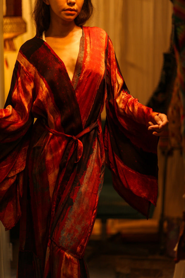 PINA SILK KIMONO POPPY RED