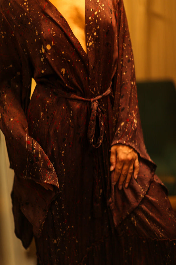 PINA SILK KIMONO BURGUNDY POLLOCK