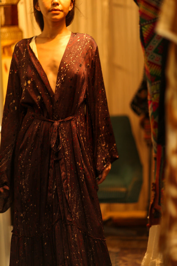 PINA SILK KIMONO BURGUNDY POLLOCK