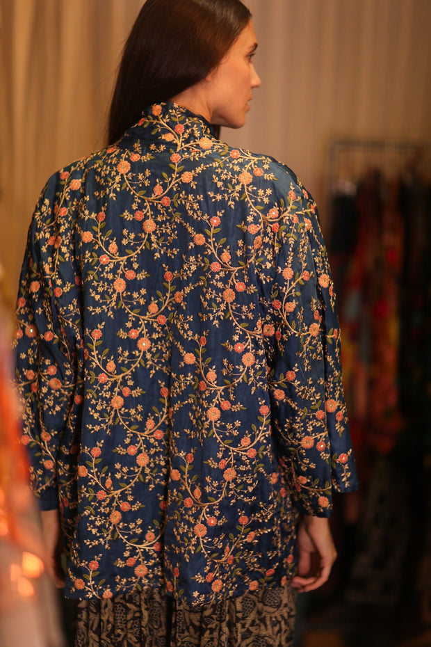 SHORT EMBROIDERED SILK KIMONO ANNA