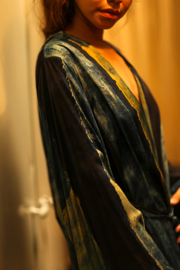PINA SILK KIMONO BLUE STRIPE