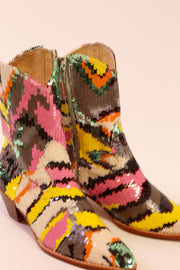 MULTI MIX SEQUIN EMBROIDERED BOOTS CHACHA