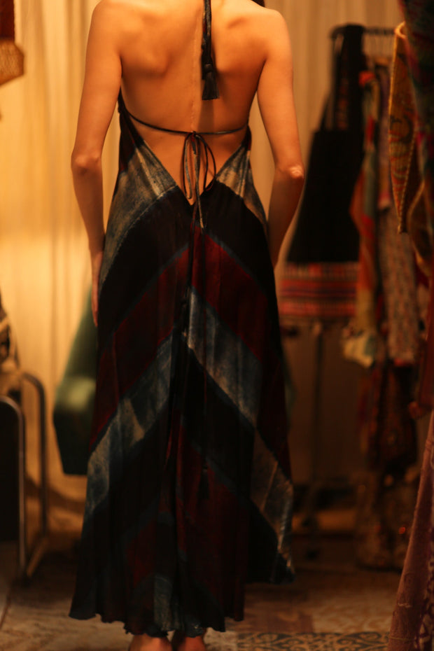 SILK DRESS HANNAH BLUE STRIPE OCEAN EDIT