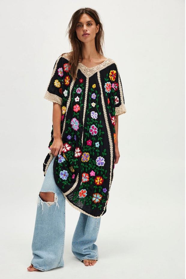 BELLA FLOR EMBROIDERED KAFTAN - sustainably made MOMO NEW YORK sustainable clothing, dress slow fashion