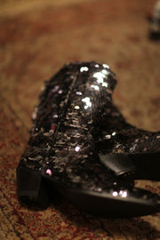 BLACK SEQUIN WESTERN BOOTS LUZINE - sustainably made MOMO NEW YORK sustainable clothing, boots slow fashion