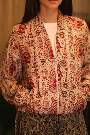 BOMBER JACKET SILK ANCHA MARINI - sustainably made MOMO NEW YORK sustainable clothing, bomberjacket slow fashion