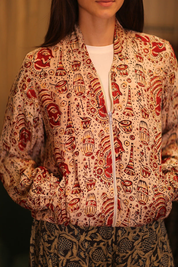 BOMBER JACKET SILK ANCHA MARINI - sustainably made MOMO NEW YORK sustainable clothing, bomberjacket slow fashion