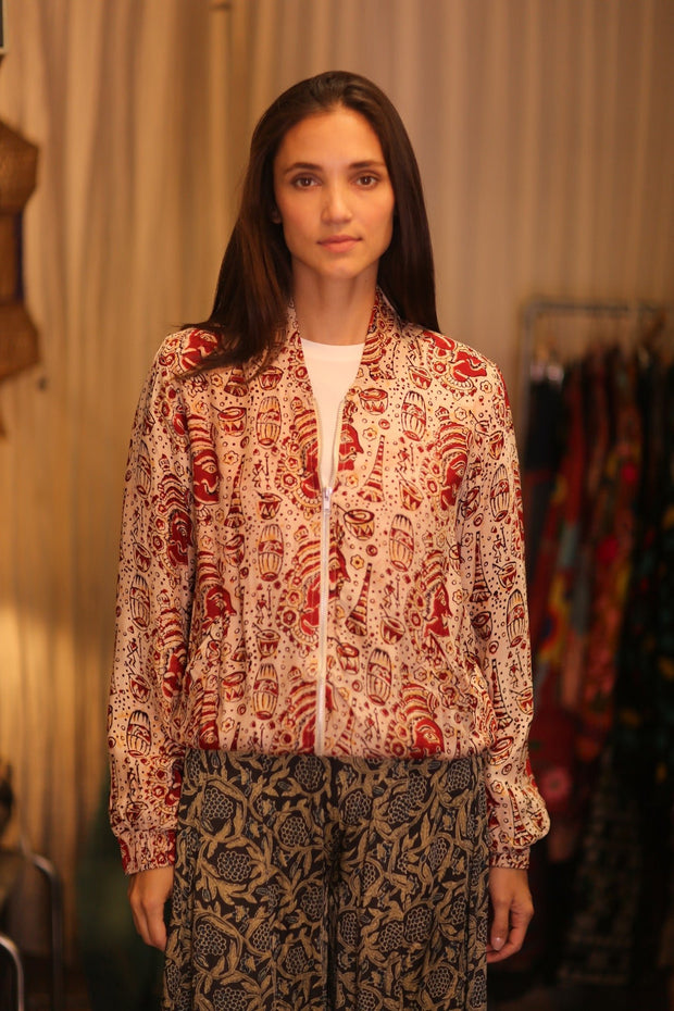 BOMBER JACKET SILK ANCHA MARINI - sustainably made MOMO NEW YORK sustainable clothing, bomberjacket slow fashion