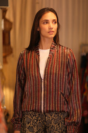 BOMBER JACKET SILK ANCHA QATARI - sustainably made MOMO NEW YORK sustainable clothing, bomberjacket slow fashion
