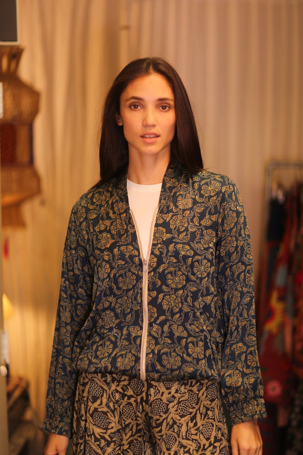 BOMBER SILK JACKET AMADA - BANGKOK TAILOR CLOTHING STORE - HANDMADE CLOTHING