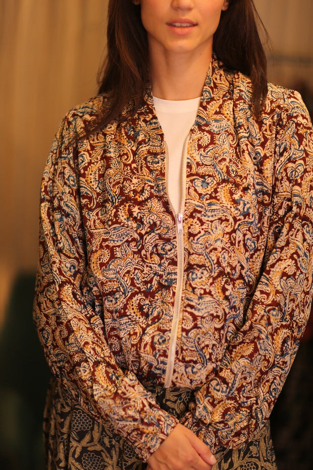 BOMBER SILK JACKET LIONA - BANGKOK TAILOR CLOTHING STORE - HANDMADE CLOTHING