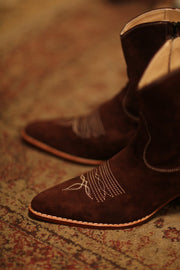 BROWN SUEDE SHORT BOOTS BRIALA - sustainably made MOMO NEW YORK sustainable clothing, boots slow fashion