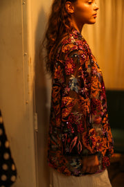 CARMEN SEQUINED EMBROIDERED SHORT KIMONO - BANGKOK TAILOR CLOTHING STORE - HANDMADE CLOTHING