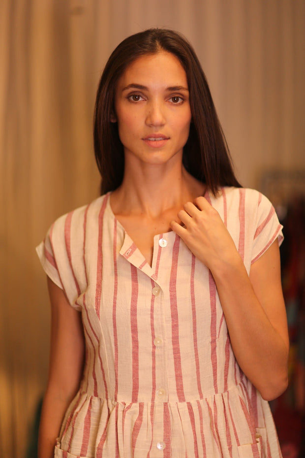 COTTON DRESS EDITH VAVI ROSE - sustainably made MOMO NEW YORK sustainable clothing, cotton slow fashion