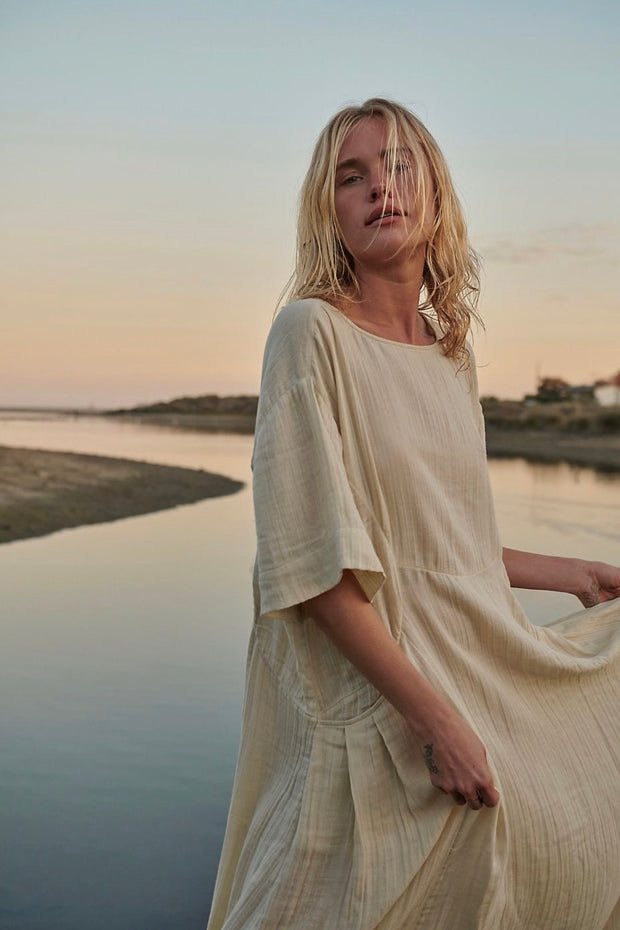 COTTON KAFTAN DRESS DALIA - sustainably made MOMO NEW YORK sustainable clothing, dress slow fashion