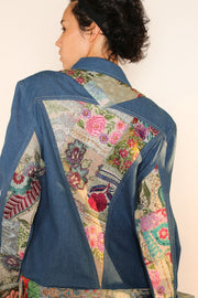 DENIM PATCHWORK JACKET PEENA - sustainably made MOMO NEW YORK sustainable clothing, slow fashion