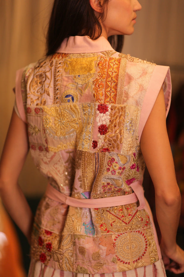 DENIM PATCHWORK VEST - sustainably made MOMO NEW YORK sustainable clothing, denim slow fashion