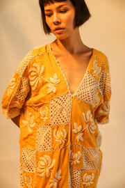 EMBROIDERED COTTON DRESS POLA - sustainably made MOMO NEW YORK sustainable clothing, kaftan slow fashion