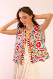 EMBROIDERED COTTON VEST TEKEL - sustainably made MOMO NEW YORK sustainable clothing, Jacket slow fashion