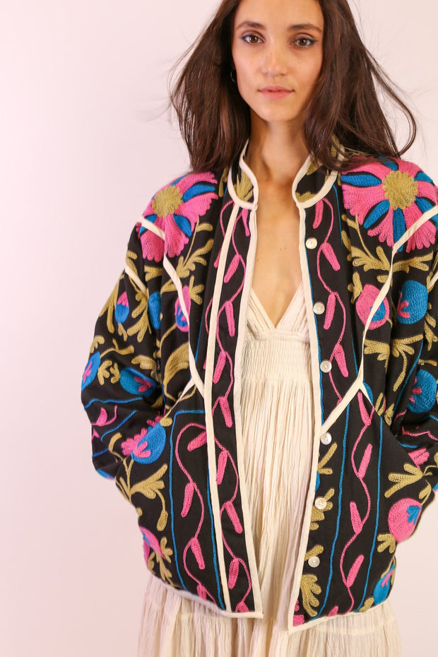 EMBROIDERED JACKET KADIKOEY - sustainably made MOMO NEW YORK sustainable clothing, Jacket slow fashion