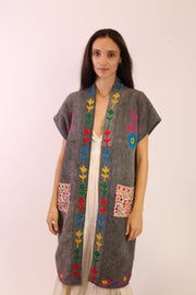 EMBROIDERED KIMONO HARIA - sustainably made MOMO NEW YORK sustainable clothing, slow fashion