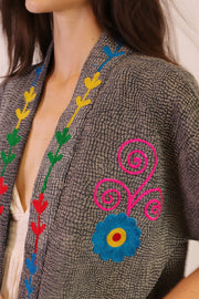 EMBROIDERED KIMONO HARIA - sustainably made MOMO NEW YORK sustainable clothing, slow fashion