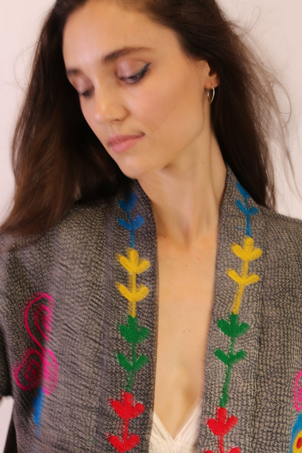 EMBROIDERED KIMONO HARIA - sustainably made MOMO NEW YORK sustainable clothing, slow fashion