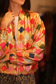 EMBROIDERED SILK BOMBER JACKET ANCHA GINNY - sustainably made MOMO NEW YORK sustainable clothing, bomberjacket slow fashion