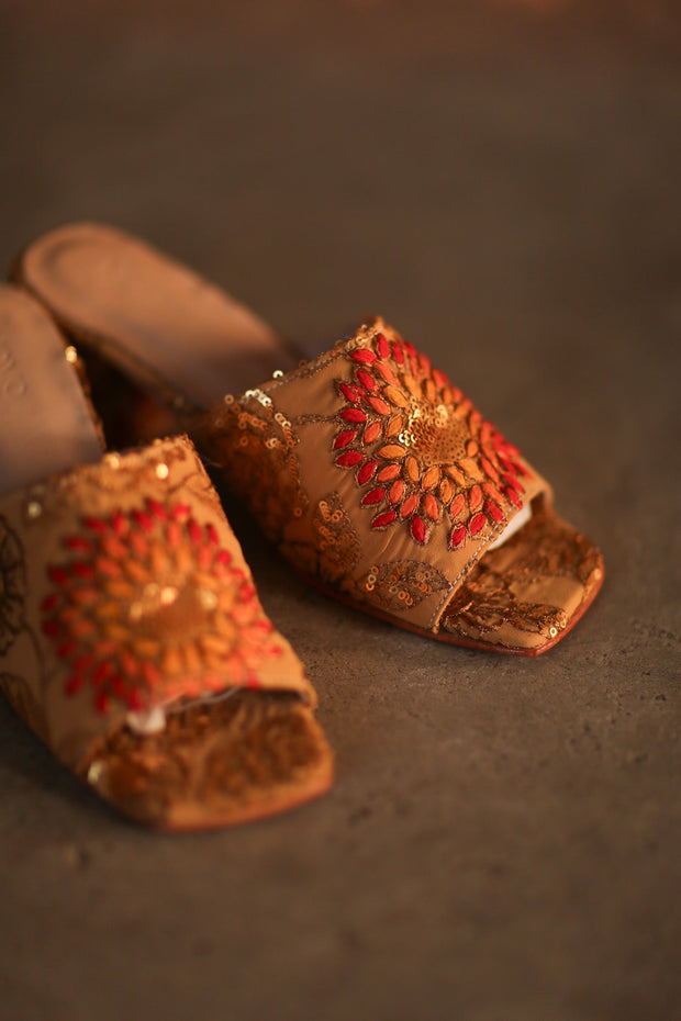 EMBROIDERED SILK MULES LIRETTA - sustainably made MOMO NEW YORK sustainable clothing, slow fashion