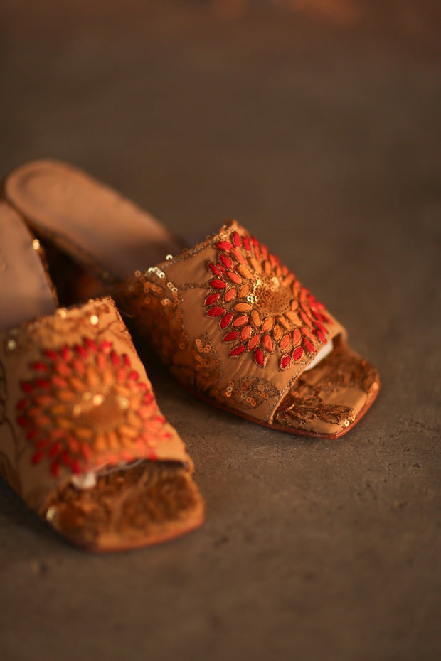 EMBROIDERED SILK MULES LIRETTA - sustainably made MOMO NEW YORK sustainable clothing, slow fashion