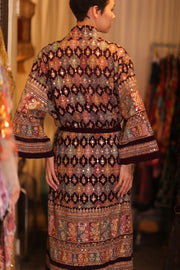 EMBROIDERED SILK RED KIMONO JORI - sustainably made MOMO NEW YORK sustainable clothing, kimono slow fashion