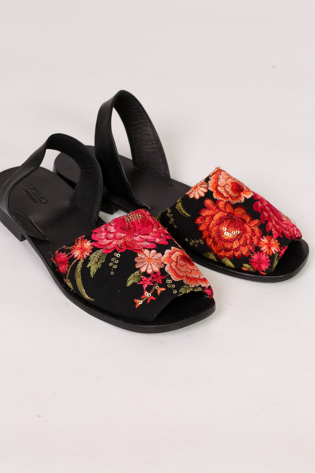 EMBROIDERED SILK SANDALS FRIDU - sustainably made MOMO NEW YORK sustainable clothing, sandals slow fashion