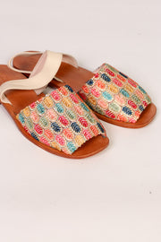 EMBROIDERED SILK SANDALS LISA - sustainably made MOMO NEW YORK sustainable clothing, sandals slow fashion