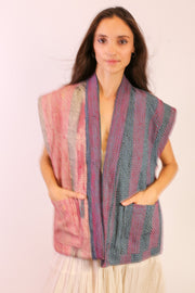 EMBROIDERED VEST AKURO - sustainably made MOMO NEW YORK sustainable clothing, kantha slow fashion