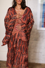 FEATHER XL SILK KIMONO BOZENA - sustainably made MOMO NEW YORK sustainable clothing, new slow fashion