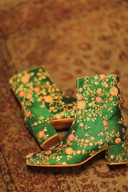 FLOWER EMBROIDERED SILK BOOTS NIKIO - sustainably made MOMO NEW YORK sustainable clothing, boots slow fashion