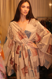 HAND LOOM COTTON HAND BLOCK PRINT KOMONO PINA RARA - sustainably made MOMO NEW YORK sustainable clothing, kimono slow fashion