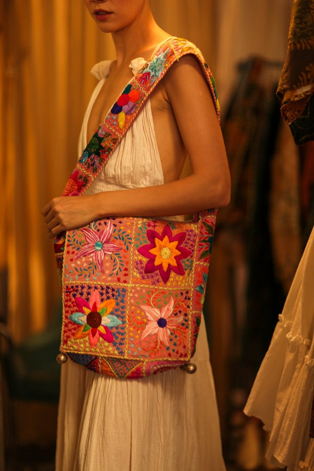 JAIDEE EMBROIDERED PATCHWORK BAG - BANGKOK TAILOR CLOTHING STORE - HANDMADE CLOTHING