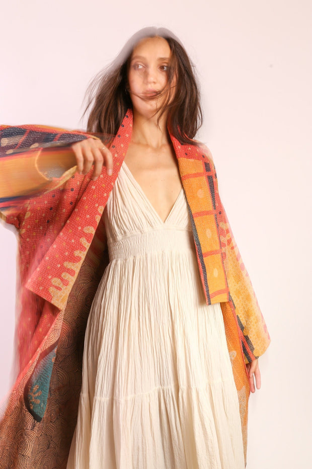 KANTHA KIMONO COAT JACKET BELI - sustainably made MOMO NEW YORK sustainable clothing, slow fashion