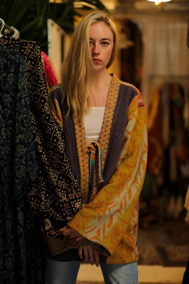 KANTHA KIMONO JACKET BELINDA - sustainably made MOMO NEW YORK sustainable clothing, slow fashion