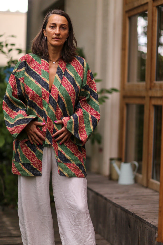 KANTHA KIMONO JACKET INIZ - sustainably made MOMO NEW YORK sustainable clothing, new slow fashion