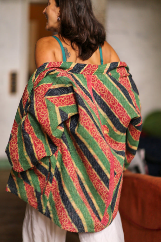 KANTHA KIMONO JACKET INIZ - sustainably made MOMO NEW YORK sustainable clothing, new slow fashion