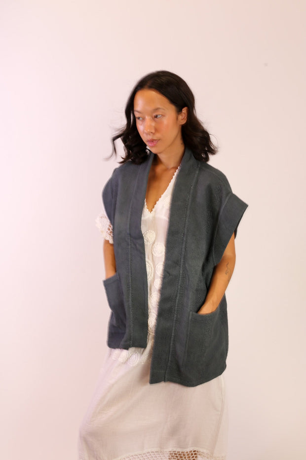 KANTHA VEST JACKET ELLE - sustainably made MOMO NEW YORK sustainable clothing, new slow fashion