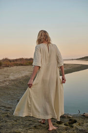 LIGHT COTTON MIDI DRESS ARABELLA - sustainably made MOMO NEW YORK sustainable clothing, dress slow fashion