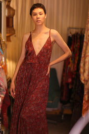 LILY SILK DRESS PIPER - sustainably made MOMO NEW YORK sustainable clothing, Boho Chic Dress slow fashion
