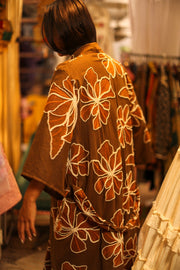 LINEN EMBROIDERED KIMONO MARIETTA - sustainably made MOMO NEW YORK sustainable clothing, slow fashion