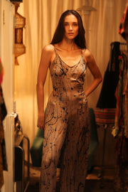 NEIS SILK JUMPSUIT BEIGE POLLOCK - BANGKOK TAILOR CLOTHING STORE - HANDMADE CLOTHING