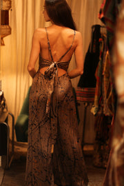NEIS SILK JUMPSUIT BEIGE POLLOCK - BANGKOK TAILOR CLOTHING STORE - HANDMADE CLOTHING